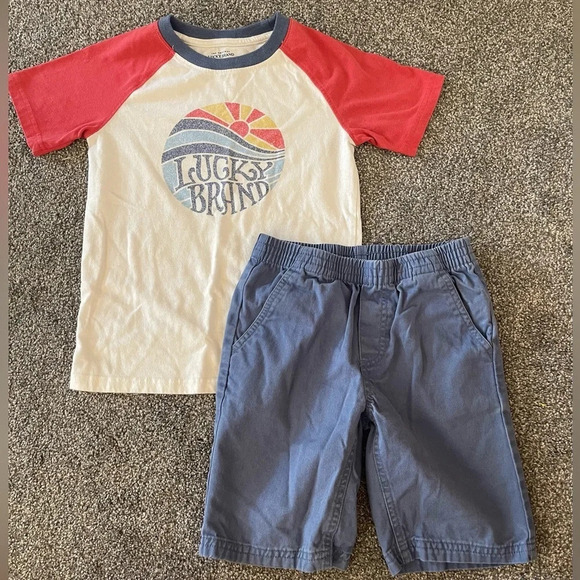 Boy’s Lucky 🍀 Brand matching outfit short sleeve top & shorts Size 6 - Picture 1 of 4